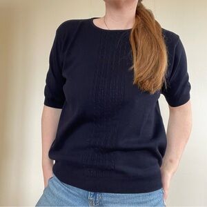 Alfred Dunner Navy Knit Short-Sleeve Top
